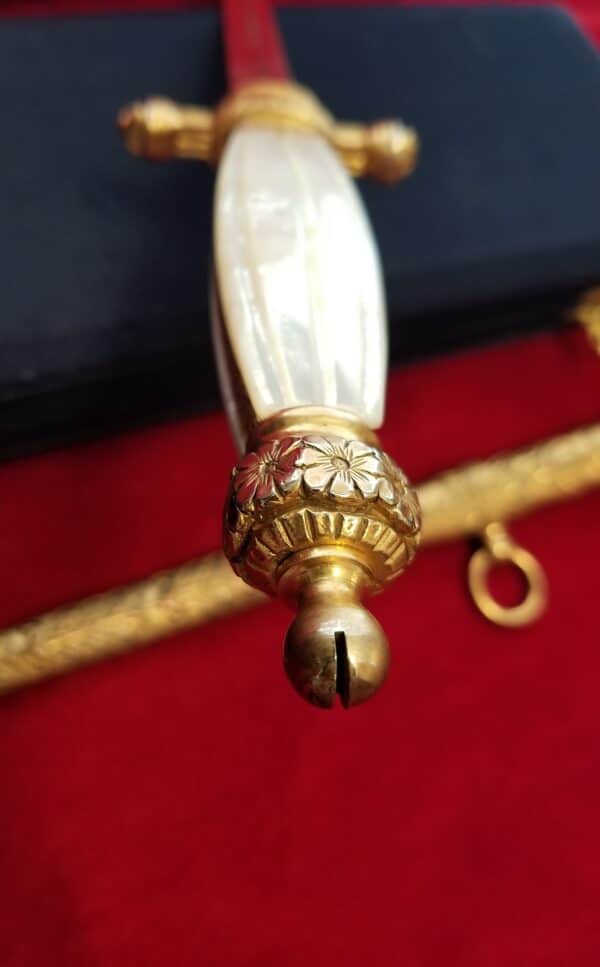 Cased Presentation Italian Naval Cadet Gold Plated Dagger (32514) - Image 5