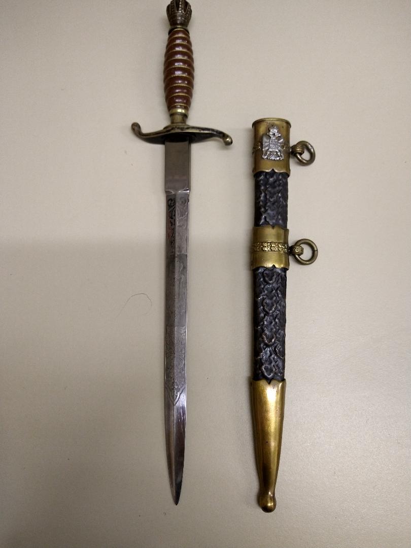 Model gothic military dagger with double-edged blade, military dagger  dagger knife stab weapon weapon fragment founding iron bronze metal, forged  Kling of model gothic military dagger Straight - in combination with the