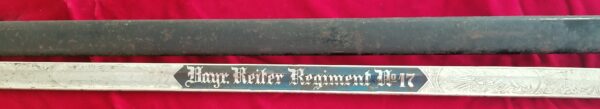 Eickhorn Bavarian Equestrian Regiment #17 Imperial Sword w/Double-Etched Blade (24275) - Image 3