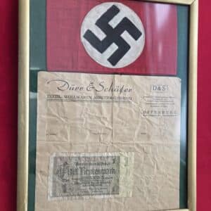 NSDAP Armband with Maker Paperwork & Money in Frame (31890)