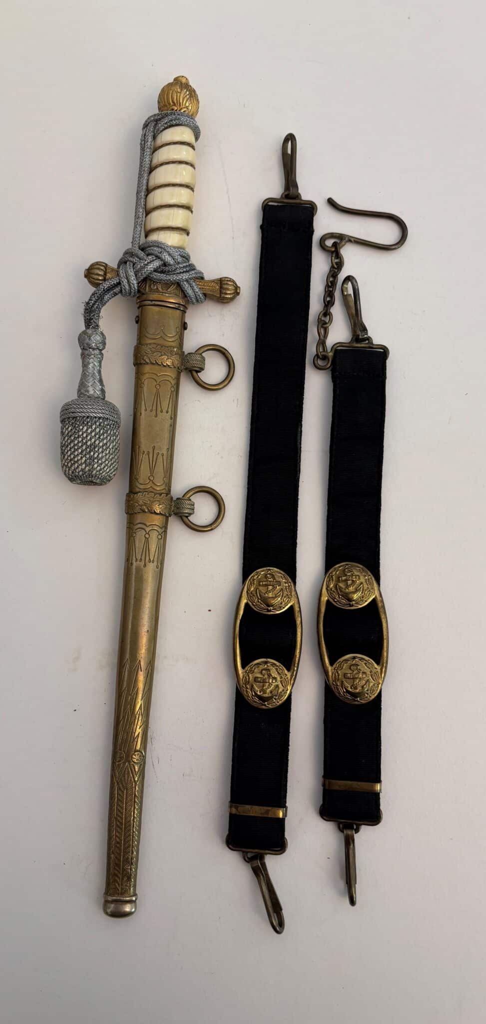 1st Model Navy Dagger by Carl Eickhorn with Portepee & Hangers (034)