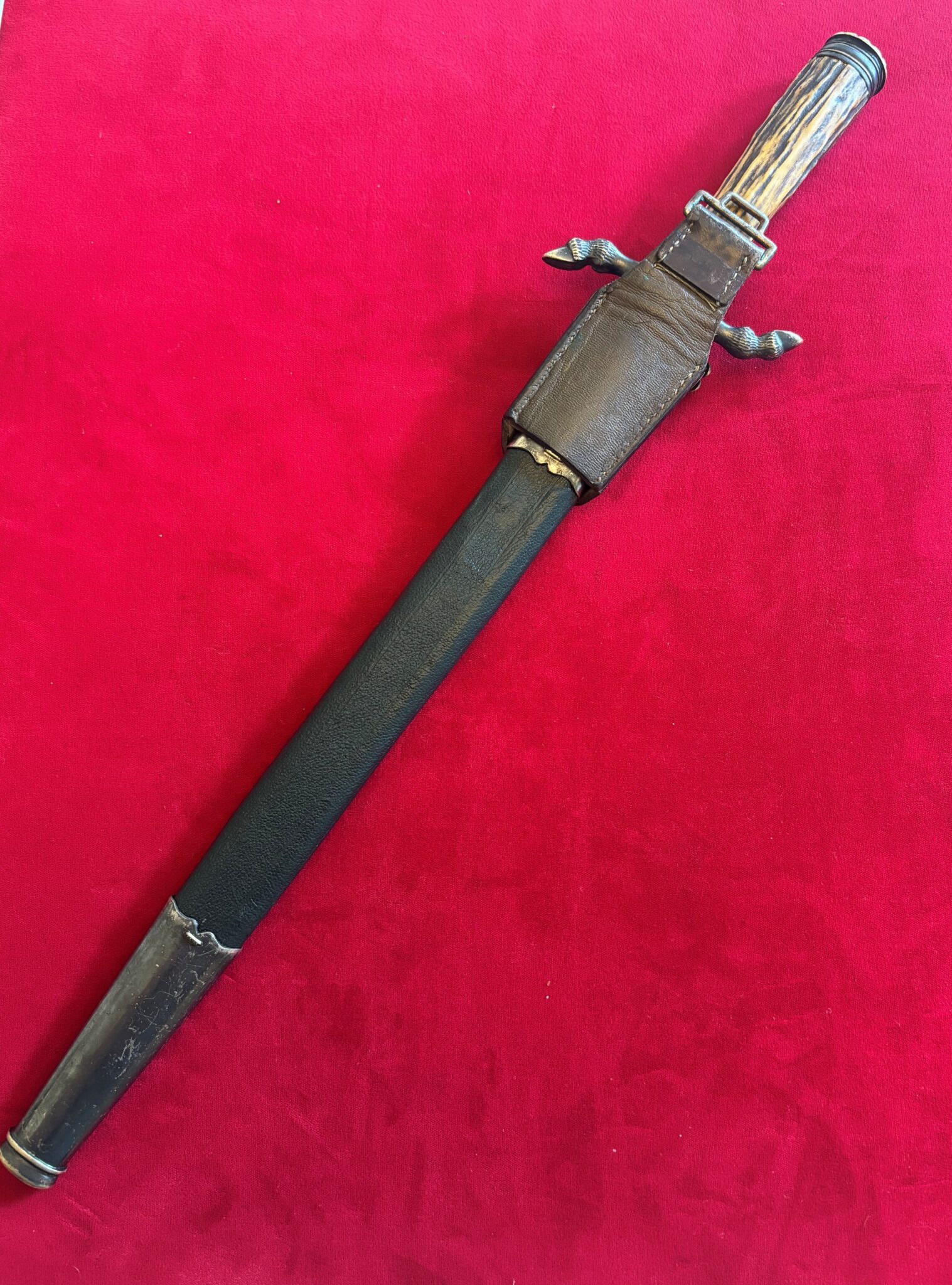 WWII Nazi Party Hirschfanger Hunting Dagger by E. F. Horster w/Frog (108) - Image 2