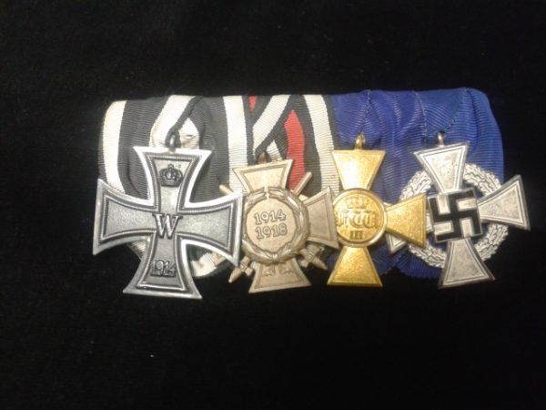 Imperial/Third Reich Medal Bar w/4 Decorations (#24091)