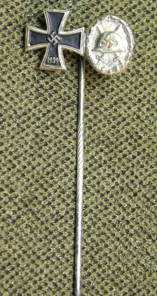 1939 Iron Cross/Wound Badge in Silver Stickpin (#25680)