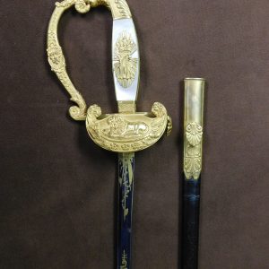 Royal Bavarian Civil Official’s Court Degen w/Blued/Gilded Etched Blade w/Retailer Marked Scabbard (#27030)