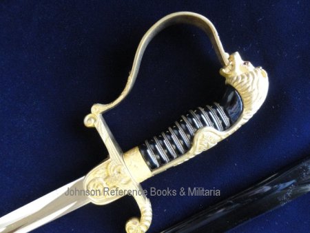 RARE Lion Head Sword w/Eagle/Swastika Motif on Crossguard & Knuckle-Bow (#28401)