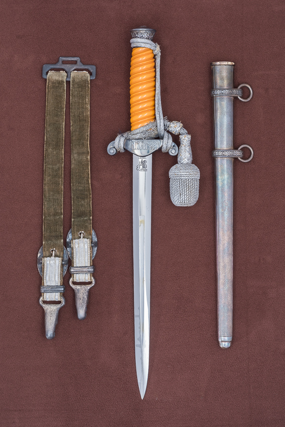 Presentation Army Officer Dagger Belonging to Generalleutnant & Knight’s Cross w/Swords & Diamonds Recipient Dr. Karl Mauss w/Documents and Photographs Grouping (#29317)