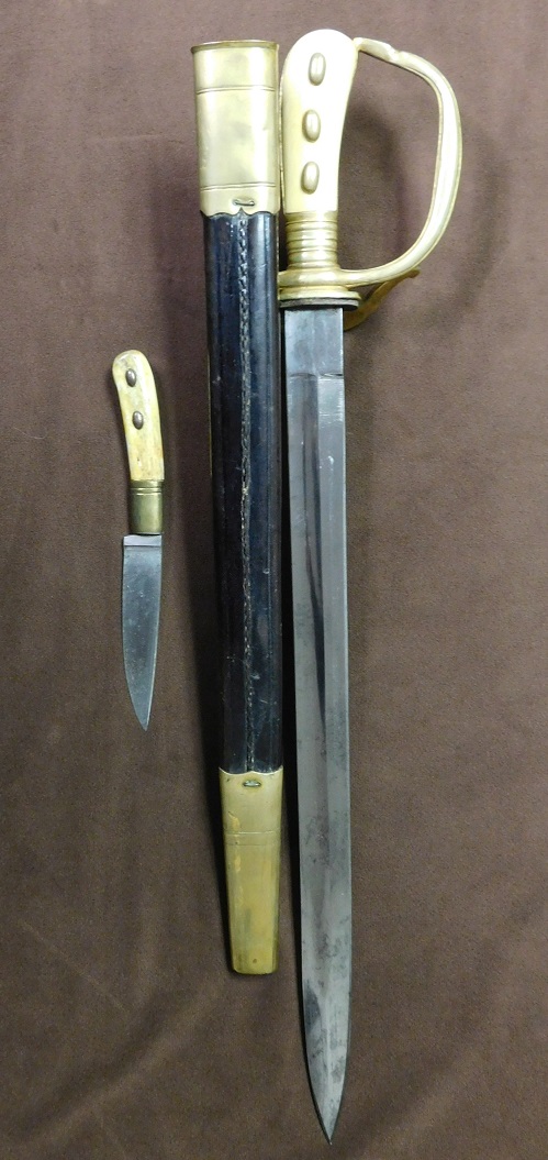 Royal Prussian Forestry Hirschfänger w/Bone Grip & Skinning Knife (#29638)