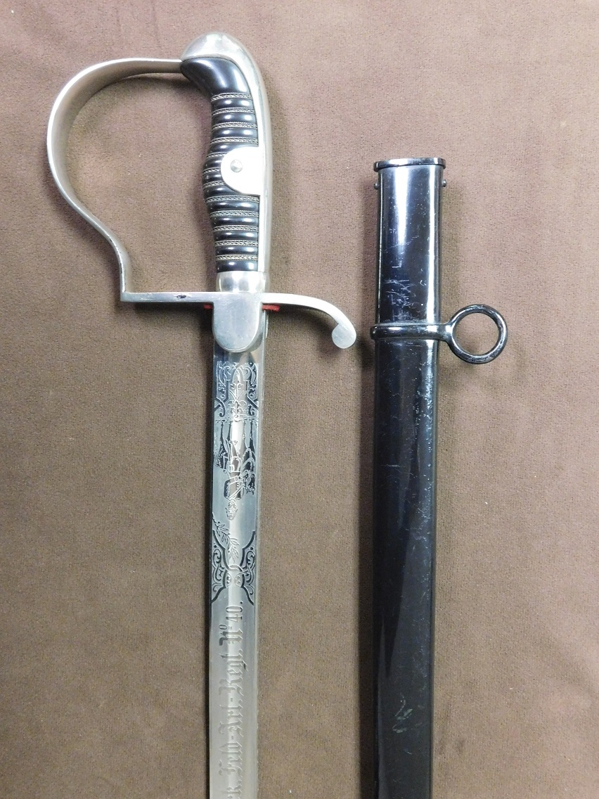 Prussian Plain-Hilt Artillery Sword w/Double-Etched Blade (#29667)