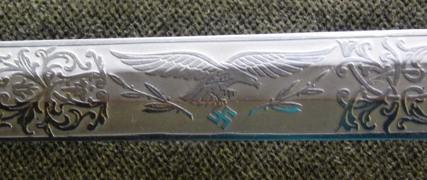 Personalized 2nd Model Luftwaffe Dagger w/Ivory Grip, Portepee & Double-Etched Blade (#29753)
