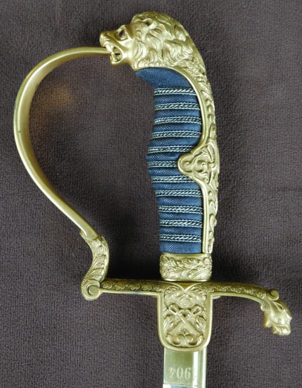 Massive Imperial German Lionhead Damascus Presentation Sword (#30002)