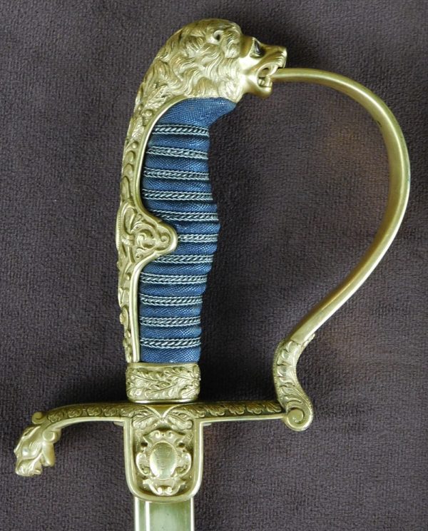 Massive Imperial German Lionhead Damascus Presentation Sword (#30002)