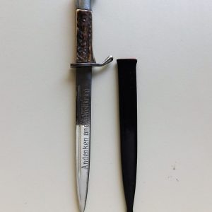 Rare WWI Miniature Personalized Stag Grip Bayonet (#30557)