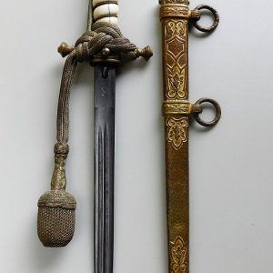 Transitional Damascus Navy Dagger with Genuine Bone Grip (#30695)