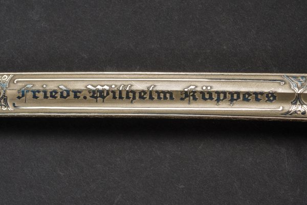 Personalized Third Reich Army Double-Etched Lion Head Sword Belonging to Army Hauptmann Wilhelm Kuppers w/Documentation (#50081)