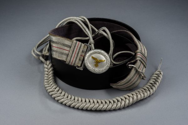 Luftwaffe Officer’s Dress Brocade Belt, Buckle and Aiguillette (#50101)