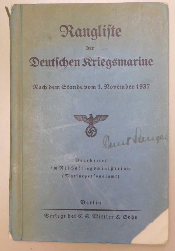 1937 Rangliste der Deutschen Kriegsmarine (#8929)