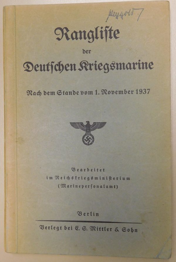 1937 Rangliste der Deutschen Kriegsmarine (#8930)