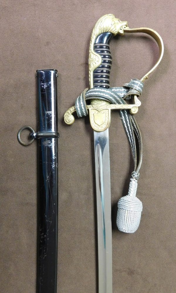 Third Reich Lion Head Sword w/Unique Backstrap/Langet Eagle Motifs & Sword Knot (#29697)