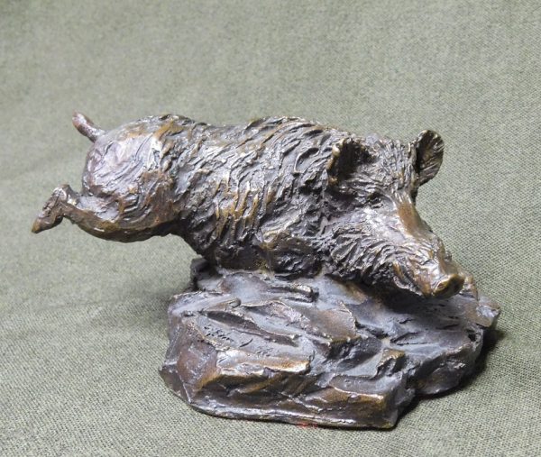 Contemporary Sculpture of a Charging Boar (#26296)